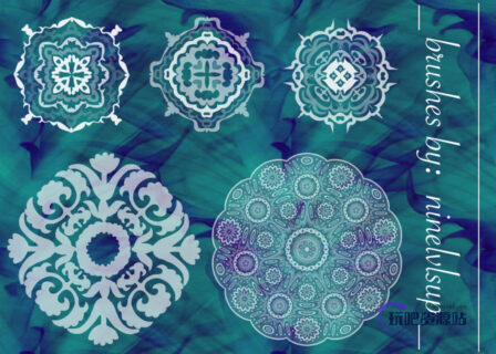 漂亮的古典民族花纹图案PS笔刷素材-玩吧资源站