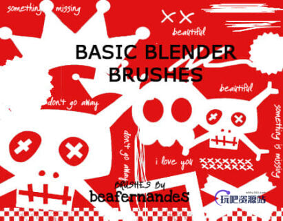 骷髅头皇冠照片美图PS笔刷-玩吧资源站