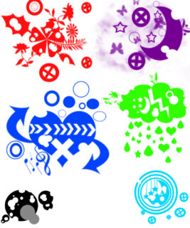 可爱月亮、鲜花、爱心、下雨等涂鸦图形PS笔刷下载-玩吧资源站