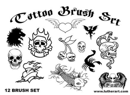 恐怖骷髅头元素非主流装扮PS笔刷素材下载-玩吧资源站