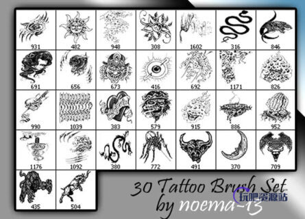 魔鬼纹身图形PS笔刷下载-玩吧资源站