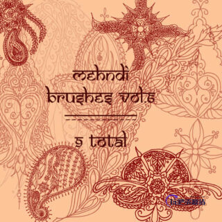 漂亮的手绘印花Photoshop民族花纹笔刷-玩吧资源站