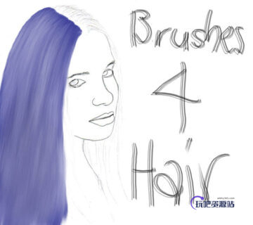 简单的细腻头发PS笔刷下载-玩吧资源站