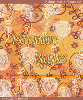 装饰性手绘植物花朵图形PS笔刷下载-玩吧资源站