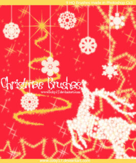 圣诞节驯鹿、雪花、星星Photoshop装饰笔刷-玩吧资源站
