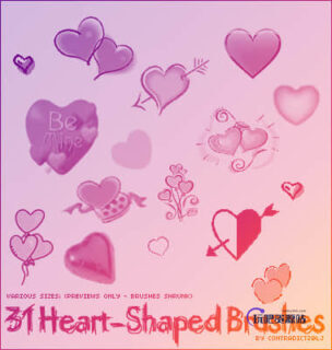 漂亮的情人节爱心图案PS笔刷下载-玩吧资源站