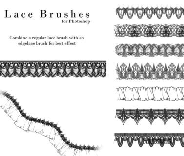漂亮的另类蕾丝边花纹饰品图案PS笔刷下载-玩吧资源站