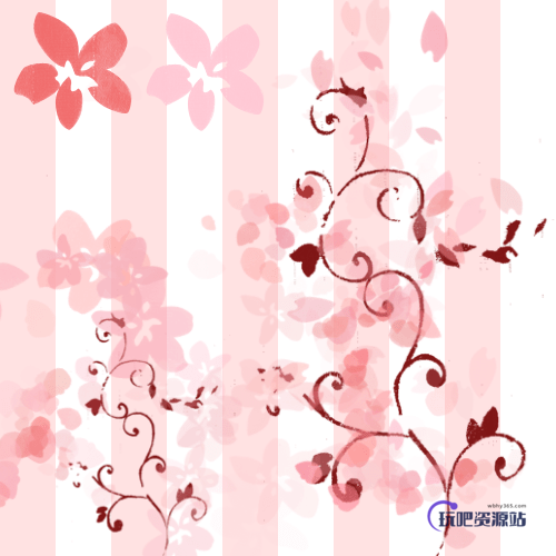刻板式印花、樱花图案PS笔刷下载