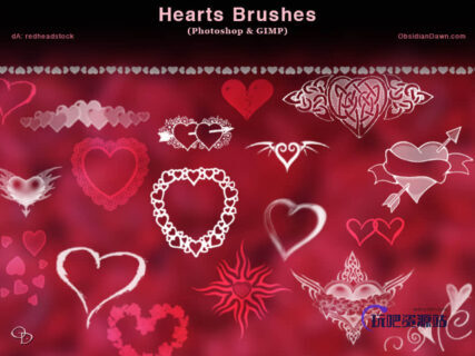 各种情人节爱心饰品PS爱心笔刷下载-玩吧资源站