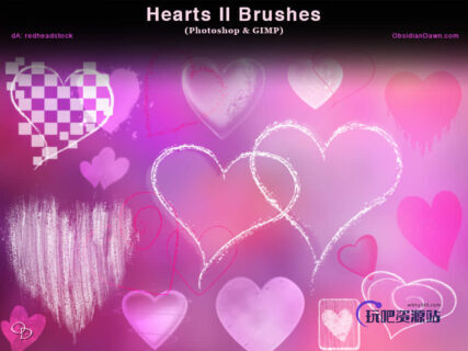 温馨时尚爱心图案装饰PS情人节爱心笔刷-玩吧资源站