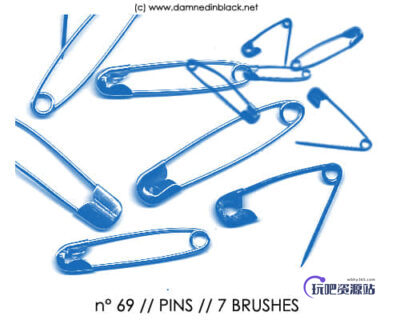 真实的曲别针photoshop笔刷下载-玩吧资源站