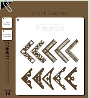 艺术花纹边角Photoshop笔刷下载-玩吧资源站