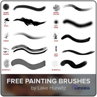 免费高清自由刷子Photoshop笔刷下载-玩吧资源站