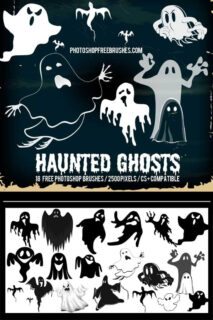 18个卡通万圣节幽灵Photoshop笔刷下载-玩吧资源站