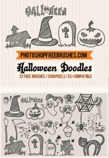 22种童趣手绘卡通万圣节涂鸦Photoshop笔刷素材下载-玩吧资源站