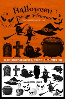 28种万圣节卡通元素饰品Photoshop高分辨率笔刷-玩吧资源站