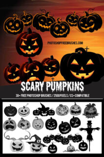 30个万圣节鬼节南瓜造型PS笔刷下载-玩吧资源站