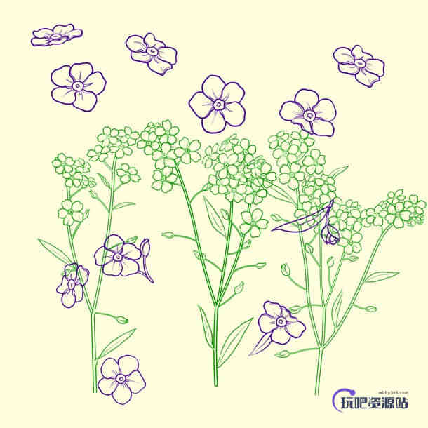漂亮的手绘鲜花图案Photoshop花朵笔刷