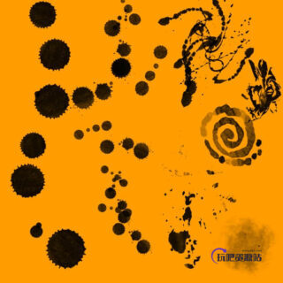 油漆滴溅、油墨挥洒痕迹PS笔刷下载-玩吧资源站