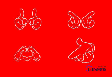 手势效果Photoshop笔刷下载-玩吧资源站