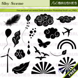 卡通矢量天空元素景物Photoshop笔刷下载-玩吧资源站