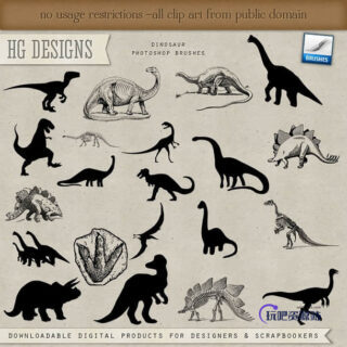 远古恐龙造型Photoshop笔刷下载-玩吧资源站