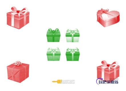 礼物盒子Photoshop笔刷下载-玩吧资源站