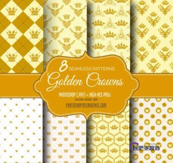 8种皇冠Photoshop填充素材背景下载-玩吧资源站