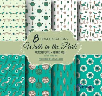 8种绿色植物背景Photoshop填充素材下载-玩吧资源站