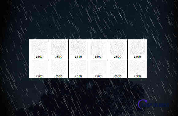 简单的下雨背景、雨水效果Photoshop笔刷