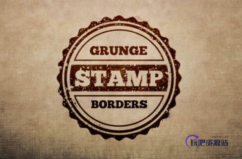复古徽章边框Photoshop笔刷素材-玩吧资源站