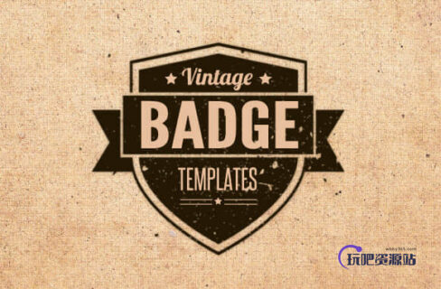 复古矢量徽章模板Photoshop笔刷下载-玩吧资源站