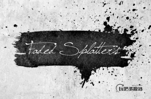 油漆水墨喷溅Photoshop笔刷素材-玩吧资源站