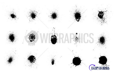 油漆水彩滴溅效果Photoshop笔刷素材-玩吧资源站