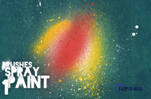 真实喷漆效果Photoshop笔刷素材-玩吧资源站