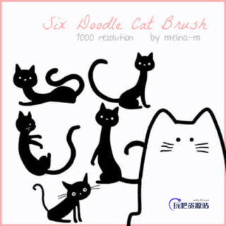 可爱呆萌的卡通猫咪Photoshop照片美化笔刷-玩吧资源站