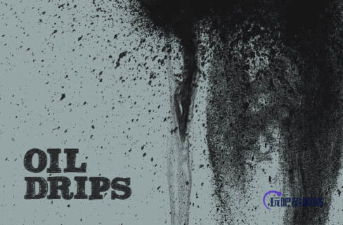 水墨油漆滴溅、喷溅后流下来效果Photoshop笔刷-玩吧资源站