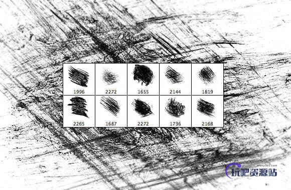 粗糙痕迹、划痕、刷子笔尖涂刷痕迹Photoshop笔刷