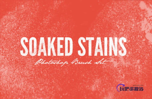 浸泡污渍的Photoshop笔刷素材-玩吧资源站