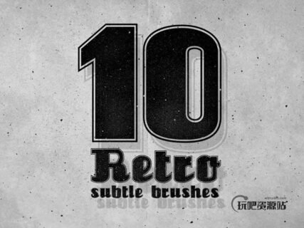 10种复古、油渍效果PS笔刷素材下载-玩吧资源站