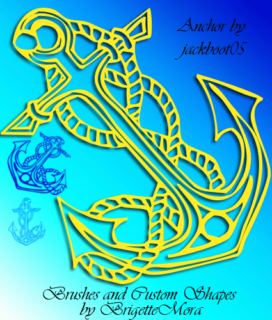 漂亮的船锚纹饰、纹身图案Photoshop笔刷+自定义形状下载-玩吧资源站