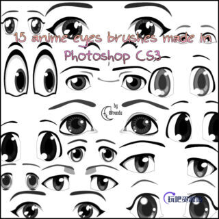 15种动漫、卡通化眼睛Photoshop笔刷素材-玩吧资源站