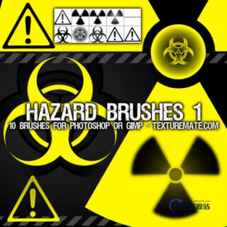 危险标志、核辐射标志、警告标志Photoshop笔刷下载-玩吧资源站