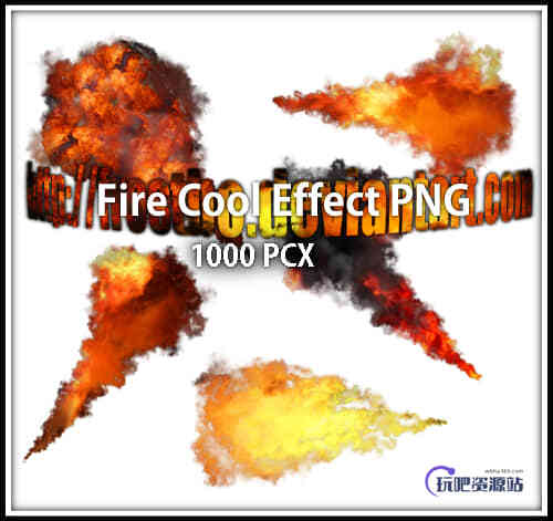 5种火焰爆炸、喷射效果Photoshop笔刷下载（PNG素材）
