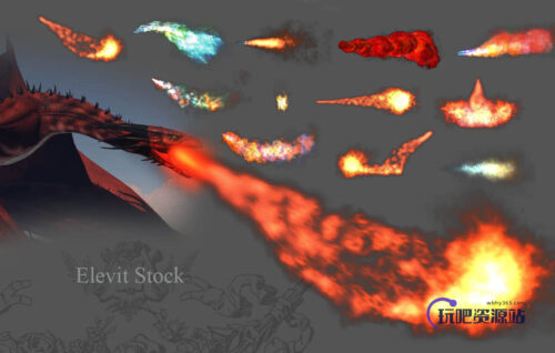 15种火龙喷射火焰效果Photoshop笔刷下载(PNG图片素材)-玩吧资源站