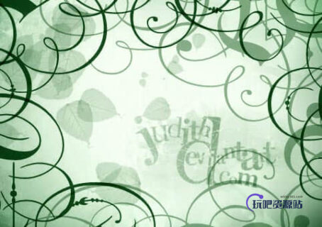 漩涡植物艺术花纹纹饰Photoshop笔刷下载-玩吧资源站