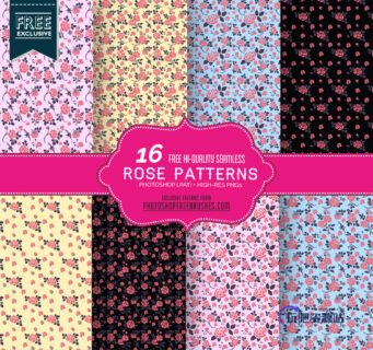 16 玫瑰花纹、印花图案PS填充素材下载（可以无缝拼接！）-玩吧资源站