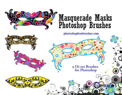 七彩时尚面罩、面具、眼罩Photoshop装扮笔刷-玩吧资源站