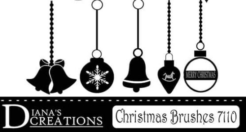 圣诞节彩球、铃铛、挂坠PS笔刷装饰品-玩吧资源站