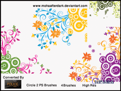 时尚靓丽艺术植物花纹图案Photoshop笔刷素材-玩吧资源站